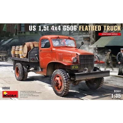 Afbeelding van 1:35 MiniArt 38056 US 1,5ton 4X4 G506 Flatbed Truck Plastic Modelbouwpakket