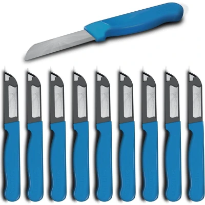 Afbeelding van Solingen Schilmesje Robuust Handvat RVS Glad 16 cm met &quot;Blade Cover&quot; Turquoise 10 stuks