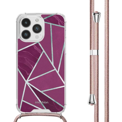 Afbeelding van iMoshion Hoesje Geschikt voor iPhone 14 Pro met Koord Design Meerkleurig / Bordeaux Graphic