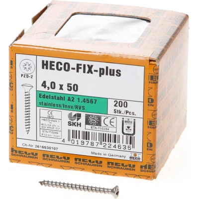 Afbeelding van Heco spaanplaatschroeven lenskop RVS A2 pozidriv FIX plus 4.0x50mm (per 200 stuks)