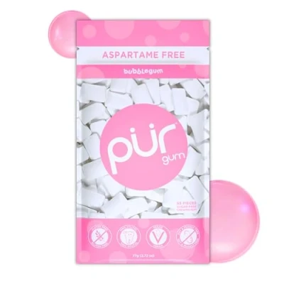 Afbeelding van PUR Gum Suikervrij Kauwgom 100% xylitol Veganistisch, Aspartaamvrij en Glutenvrij Natuurlijke met Bubblegum smaak, 55 stuks (1 stuk)