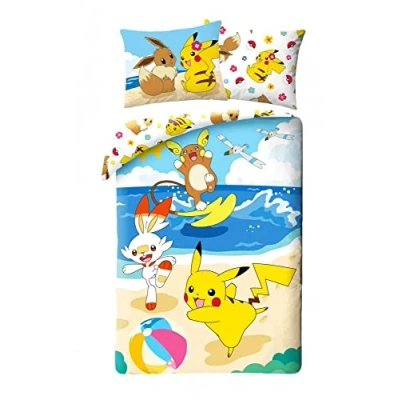 Afbeelding van Dekbedovertrek Pikachu Scorbunny Eenpersoons 140 x 200 cm Katoen