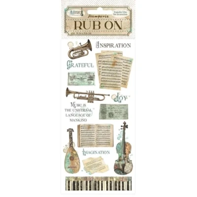 Afbeelding van Stamperia Music Rub On 4x8,5 Inch Instruments (DFLRB124)