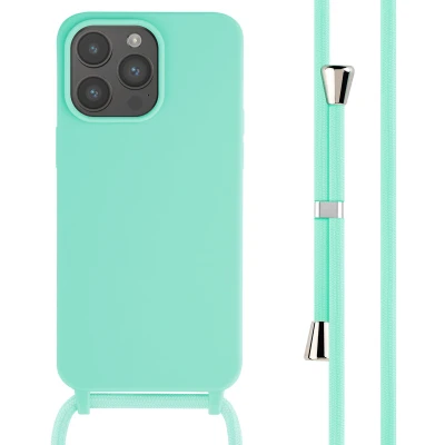 Afbeelding van iMoshion hoesje met koord Geschikt voor iPhone 15 Pro Max Siliconen Mintgroen