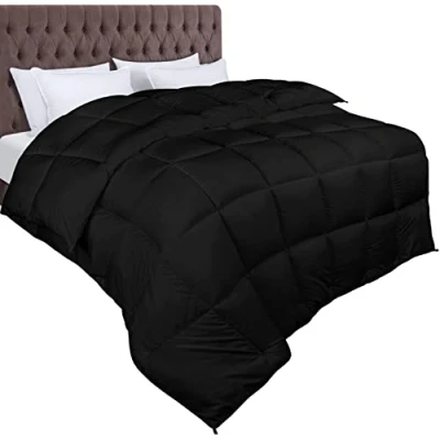 Afbeelding van Utopia Bedding dekbed 200 x 220 cm, 370 g/m², microvezel, met hoeklipjes, alternatief dons, vierkant gestikt (zwart)