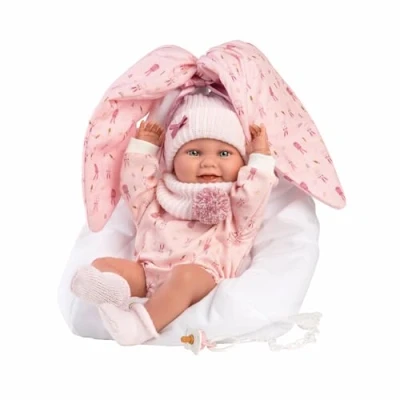 Afbeelding van Llorens full body babypop meisje Nica met draagtas en speen 40 cm