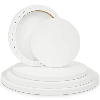 Afbeelding van Belle Vous Rond Blank Canvas set (5 Pak) 5 Maten Voorgerekt Ronde Paneelborden Geschikt voor Acryl en Olieverf, Maar ook Schetsen Tekenen