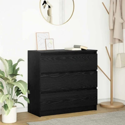 Afbeelding van vidaXL Dressoir 80x35x76 cm spaanplaat zwart eikenkleurig