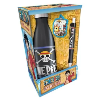 Afbeelding van One Piece Straw Hat Crew Skull Emblemen Waterfles en Pen