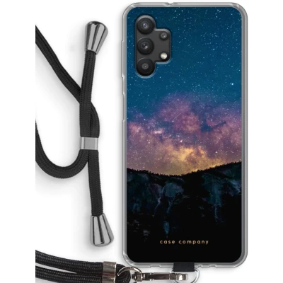 Afbeelding van Case Company® hoesje met Koord geschikt voor Samsung Galaxy A32 5G Travel to space Telefoonhoesje Zwart Bescherming aan alle Kanten en Over de Schermrand