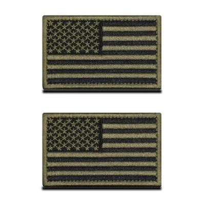 Afbeelding van Zcketo 2 stuks donkergroene geborduurde patches Amerikaanse vlag tactische patch klittenband nationaal embleem voor kleding, uniform, armband, airsoft, jas, jeans, vest