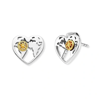 Afbeelding van Engelsrufer Prachtige damesoorbellen Aloha van Sterling zilver met wereldkaart en wijnruit tweekleurig nikkelvrij maat: 10 mm, zilver, Geen edelsteen