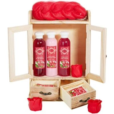 Afbeelding van BRUBAKER Cosmetics Bad en Verzorgingsset in Houten Kastje Veenbessen Cadeauset 10 Delen Kado vrouwen, moeder, vriendin, zus, oma, mama Geschenkset Verjaardag cadeau vrouw ontspanning Lichaamsreiniging Moederdag cadeautje