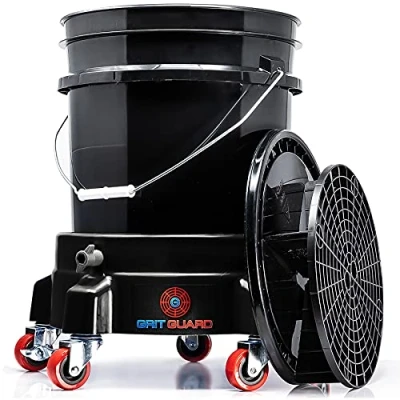 Afbeelding van detailmate Black &amp; White Magic Bucket 20 liter wasemmerset + vuilfilter deksel zwarte emmerwagen accessoires voor professioneel wassen van auto, motorfiets,