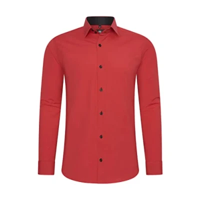 Afbeelding van Rusty Neal Herenoverhemd premium slim fit lange mouwen stretch contrast overhemd business overhemden vrijetijdshemd, Rood, S