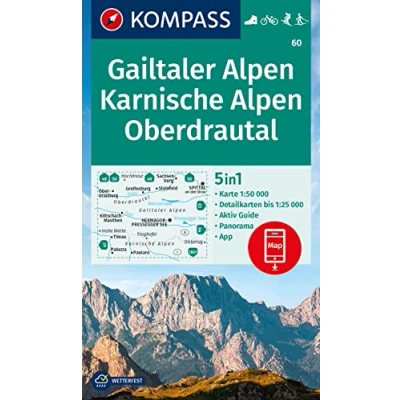 Afbeelding van KOMPASS Wanderkarte 60 Gailtaler Alpen, Karnische Oberdrautal 1:50.000