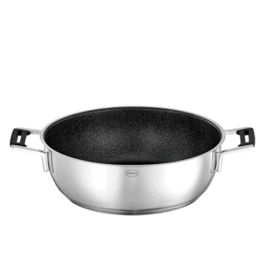 Image de RÖSLE Silence Pro ProResist Poêle de service avec revêtement anti adhésif qualité supérieure résistant aux rayures, poignées en silicone, 28 cm, acier inoxydable 18/10, passe à l&#039;induction,