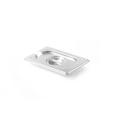 Afbeelding van Hendi Gastronorm 806975 deksel met lepelopening, voor gastronormcontainers, temperatuurbestendig van 40 C tot 300 C, ketels, Marie baden, stapelbaar, GN 1/9, 176 x 108 mm, roestvrij staal