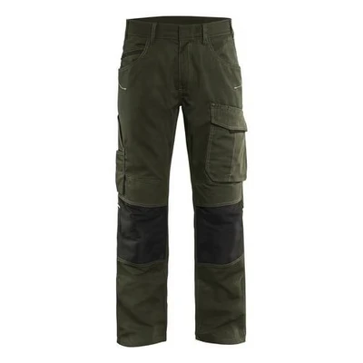 Image de Pantalon services stretch vert olive/noir, détails réfléchissants