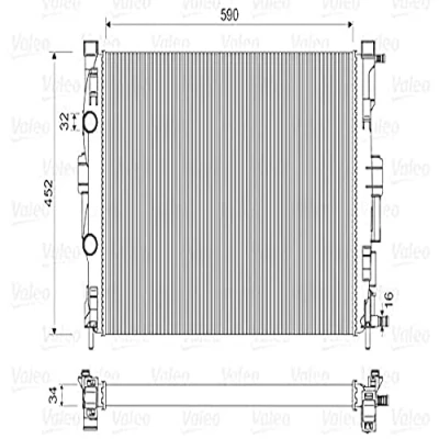 Afbeelding van VALEO 732946 Radiateur Aluminium 589 451 34 Zonder thermostaat Koelribben mechanisch gelast RENAULT: MEGANE 2 Coupe Cabriolet, 2, SCENIC