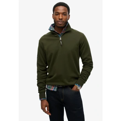 Afbeelding van Superdry Utility LOGO Henley Sweater, Heren, Maat: Large, Surplus goods olive green