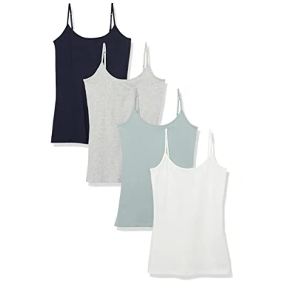 Image de Amazon Essentials Caraco Coupe Cintrée Women&#039;s, Pack of 4, Blanc/Bleu Marine/Gris/Vert Turquoise, XXL