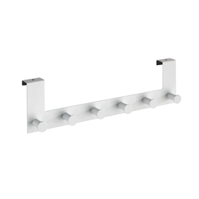 Afbeelding van WENKO Deurkapstok Celano wit met 6 haken Hakenlijst Deurgarderobe Voor opdekdeuren 2cm dik