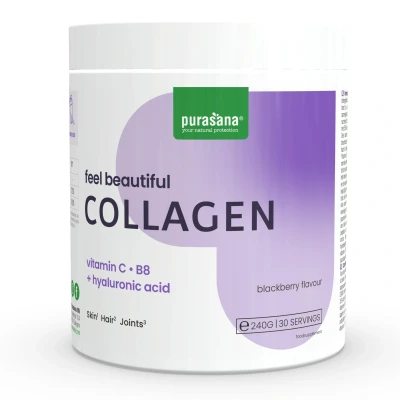 Afbeelding van 15% korting Purasana Feel Beautiful Collageen Complex Braambessensmaak 240g