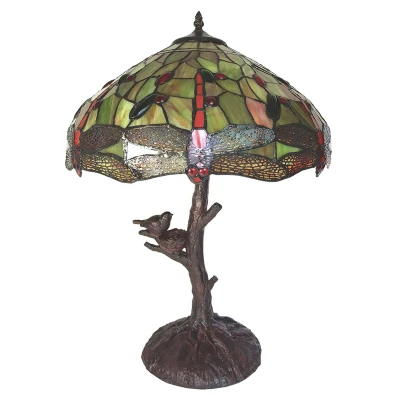 Afbeelding van LumiLamp Tiffany Tafellamp Ø 41x57 cm Geel Kunststof Glas Bureaulamp