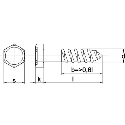 Afbeelding van Houtdraadbouten verzinkt DIN 571 7x140 100 stuks