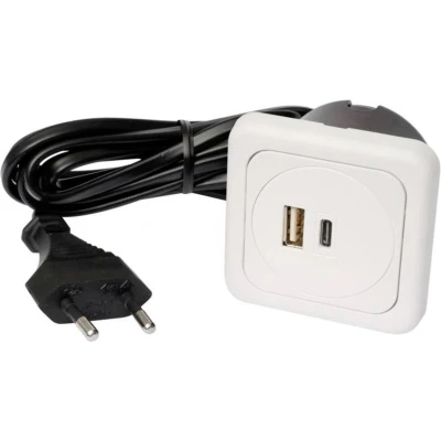 Afbeelding van interBär 9016 018.81 3 voudig USB laadbus Set van 1 stuk Met USB, C IP20 Wit