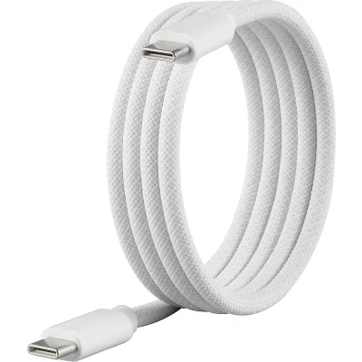 Afbeelding van Renkforce USB kabel 2.0 C stekker, stekker 1.00 m Wit Met magnetische opwikkeling, Stoffen mantel RF 6437918