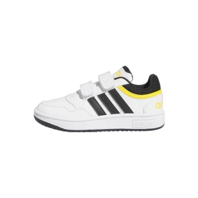 Image de Adidas Hoops Lifestyle Basketball Hook and Loop Mixte enfant Baskets, Ftwr White/Core Black/Bold Gold, 30 EU