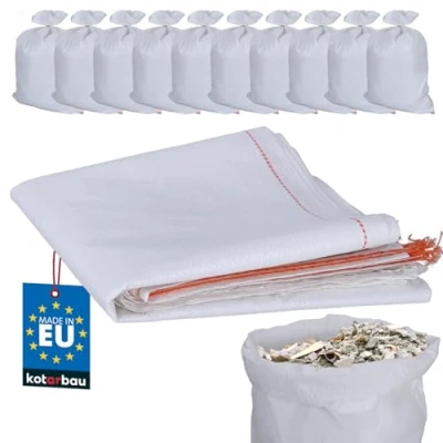 Afbeelding van KOTARBAU® 10 stuks PP stoffen zakken, 50 x 80 cm, 30 kg, wit