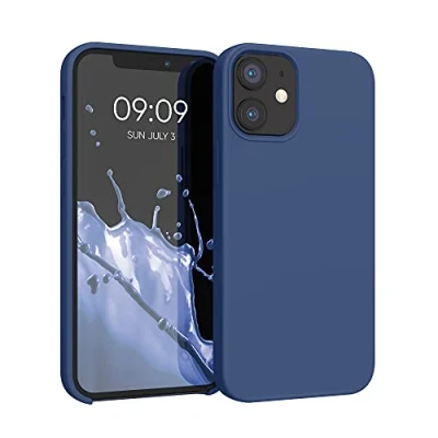 Afbeelding van kwmobile telefoonhoesje geschikt voor Apple iPhone 12 mini Hoesje met siliconen coating Smartphone case in donkerblauw