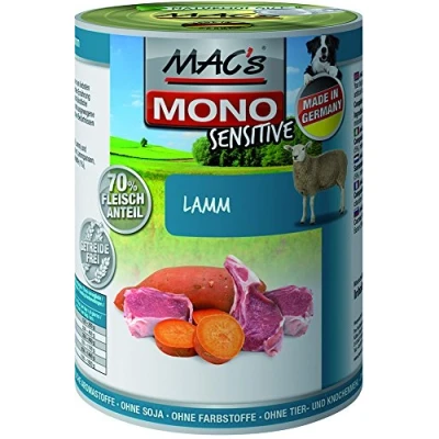 Afbeelding van MAC’s Hondenvoer Natvoer Blik Mono Sensitive Lam 6 x 400g