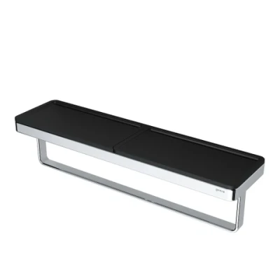Afbeelding van Geesa Frame Handdoekrek met planchet 42 cm Zwart / Chroom
