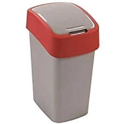 Afbeelding van Curver 2045035 Flip Bin afvalemmer, kunststof, zilver/rood, 10 l