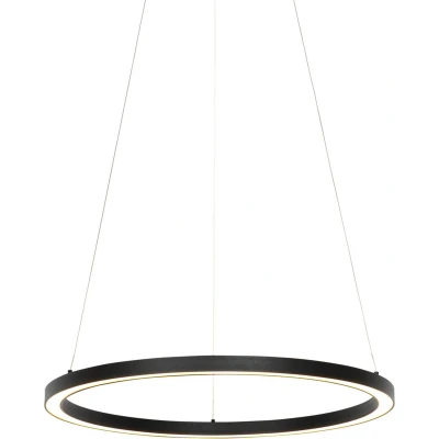 Afbeelding van QAZQA girello Design Dimbare LED Hanglamp met Dimmer 1 lichts Ø 60 cm Zwart Woonkamer Slaapkamer Keuken