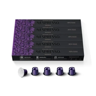 Afbeelding van Nespresso Originele Arpeggio koffiecapsules, 50 capsules voor koffiezetapparaat, intensief roosteren met cacaonoten