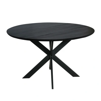 Afbeelding van StarFurn Eettafel Ferris Eiken Rond 130cm Zwart