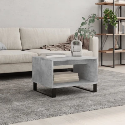 Afbeelding van Salontafel 60x50x40 cm bewerkt hout betongrijs