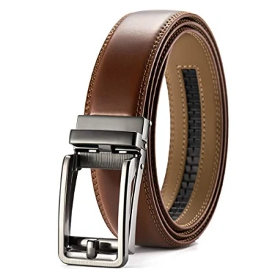 Afbeelding van Chaoren Herenriem, leren herenriem met automatische gesp van 3 cm, riem elegante geschenkdoos, verstelbare maat, laser cognac, Vita 90 totale lengte 105 cm