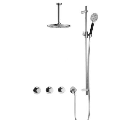Afbeelding van Hotbath Cobber Regendoucheset IBS70 Chroom Ronde handdouche 20cm Hoofddouche 15cm Plafondbuis Handouche met glijstang