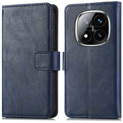 Afbeelding van imoshion Hoesje Geschikt voor Xiaomi Redmi Note 14 Pro 5G Met Pasjeshouder Luxe Bookcase Donkerblauw