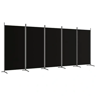 Afbeelding van vidaXL 5 vaks scheidingswand Zwart 433x180 cm Stof