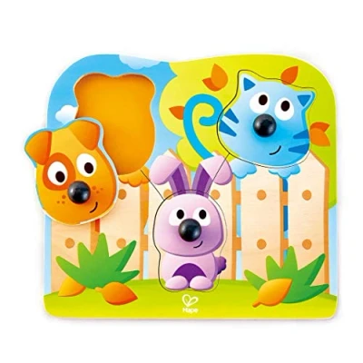 Afbeelding van Hape Vormenpuzzel Dieren Junior Hout 3 Stukjes