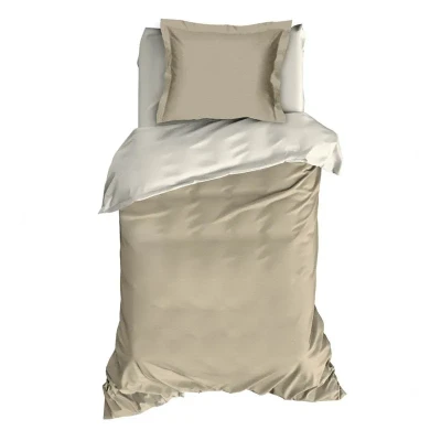 Afbeelding van Romanette Comtesse flanel dekbedovertrek Sand/Ivoor 1 persoons (140x200/220 cm + sloop)