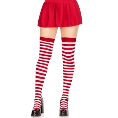 Afbeelding van Leg Avenue Kousen van nylon, Eén maat, kleur: wit rood