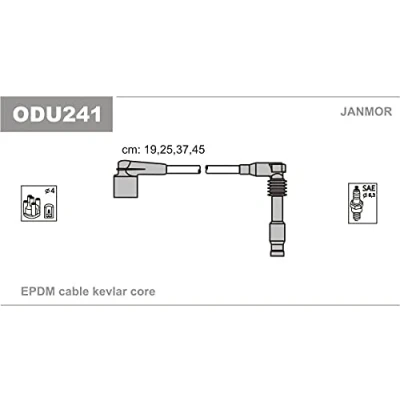 Afbeelding van JANMOR ODU241 Bougiekabelset OPEL: Calibra A, Astra F Convertible, Saloon